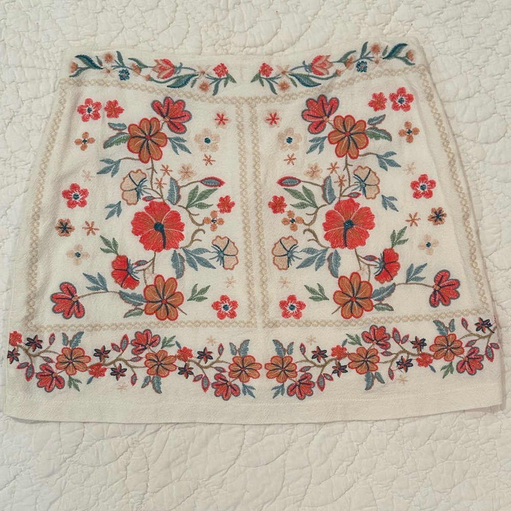 Umgee Floral Embroidered Mini Skirt